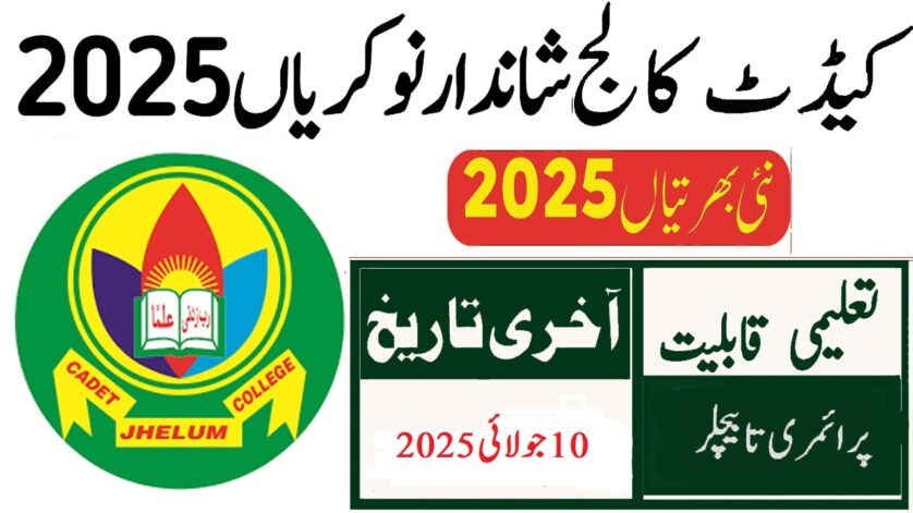 Cadet College Jhelum Jobs 2025