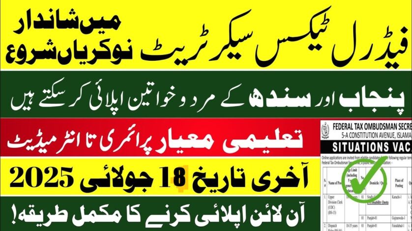 fto.gov.pk Federal Tax Ombudsman FTO Jobs 2025