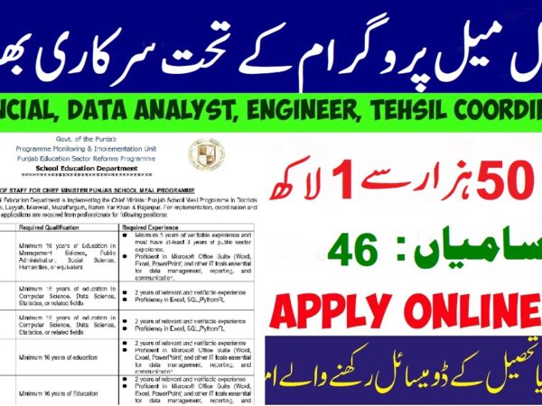 CM Punjab School Meal Program Jobs